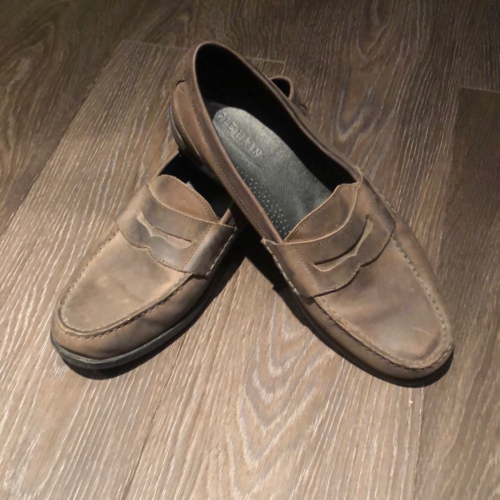 Cole Haan Grey/Rust Brown Penny Loafers